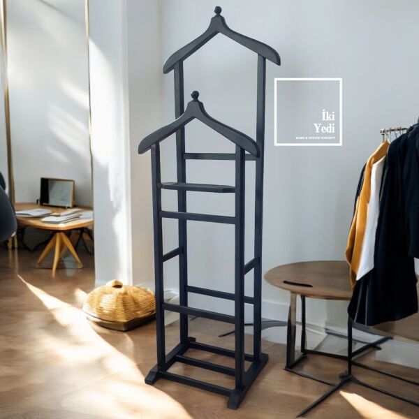 Lueur Antrasit Gri İkili Çiftli Dilsiz Uşak Askılık Masif Ahşap Gürgen Ağacı Ofis Mobilyası Aksesuarları Hediyelik