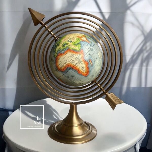 Orlando Kuantum Tasarım Hareketli Dünya Küresi, 3D Pirinç Antika Obje, Ofis Ev Hediyesi