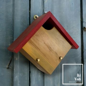 Seol Kırmızı Sarı Yeşil Ahşap Kuş Yuvası Bahçe Dekorasyonu Balkon Dekor Ev Dekoratif Objeler Otantik Renkli Tasarımlar Kırmızı