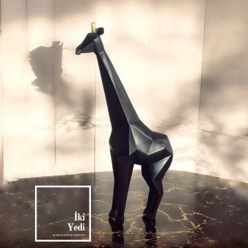 Landia Siyah Zürafa Heykeli Dekoratif Objeler Lüks Ev Dekorasyonu Şık Ofis Hediyesi Eşya Küçük