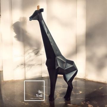 Landia Siyah Zürafa Heykeli Dekoratif Objeler Lüks Ev Dekorasyonu Şık Ofis Hediyesi Eşya Büyük