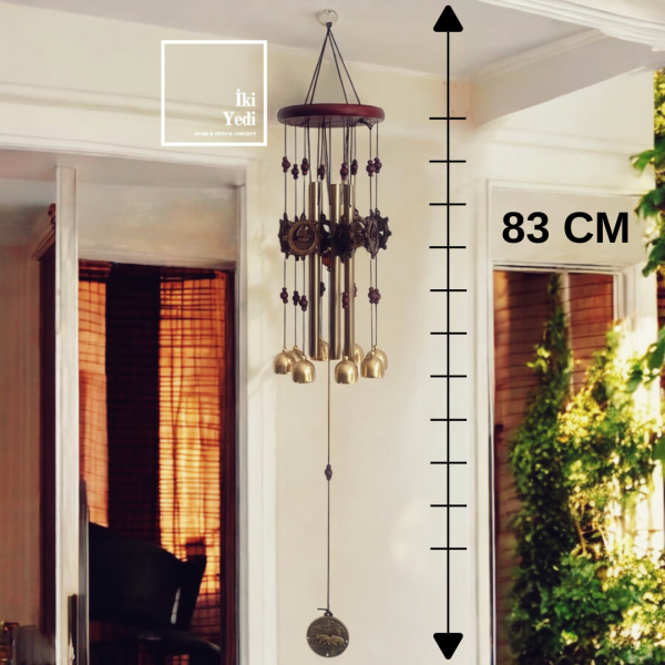 WB77-1 Metal 83 cm Rüzgar Çanı – Bronz Renkli Feng Shui Tasarımlı Metal Çan Dekor | Bahçe, Balkon ve Kapı İçin
