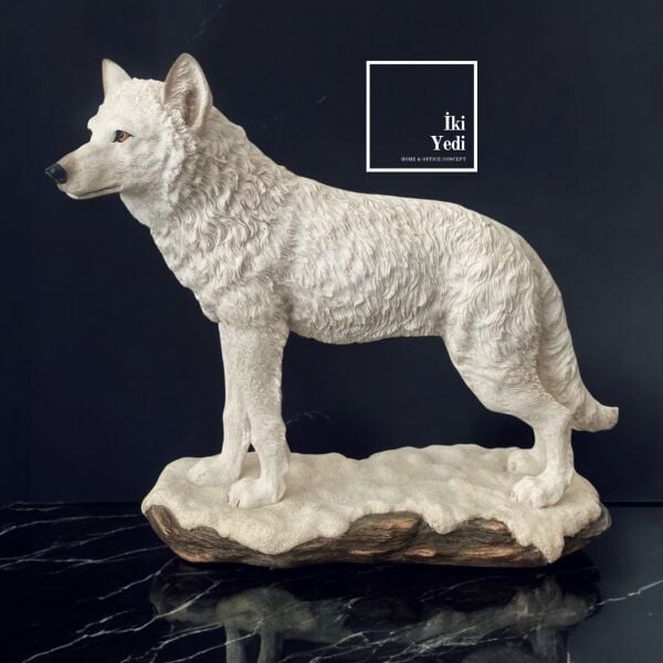 Veronese Beyaz Kurt Heykeli – Lisanslı VIP Dekoratif Obje, Ofis ve Ev İçin Lüks Hediyelik Biblo