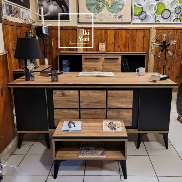 Tyra Ofis Masası Takımı Büro Mobilyası Yönetici Çalışma Mobilyaları Makam Odası Seti Lükens Ayaklı
