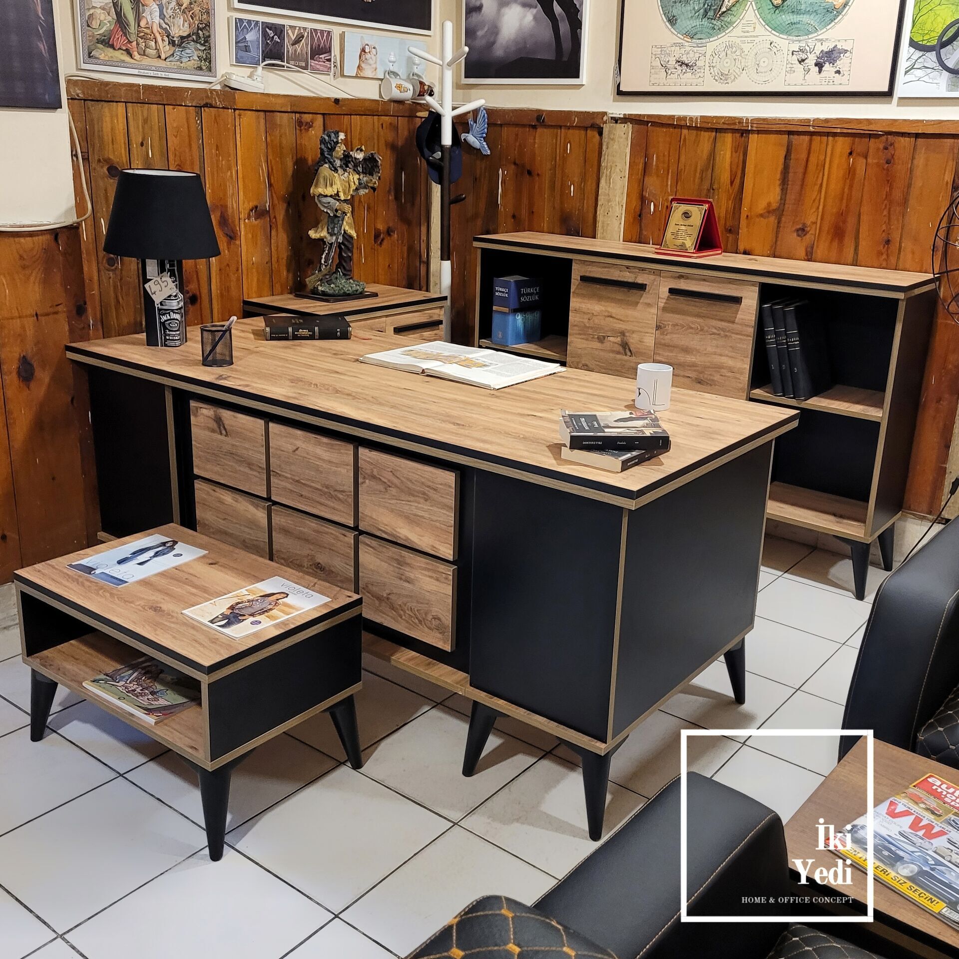 Tyra Ofis Masası Takımı Büro Mobilyası Yönetici Çalışma Mobilyaları Makam Odası Seti Lükens Ayaklı