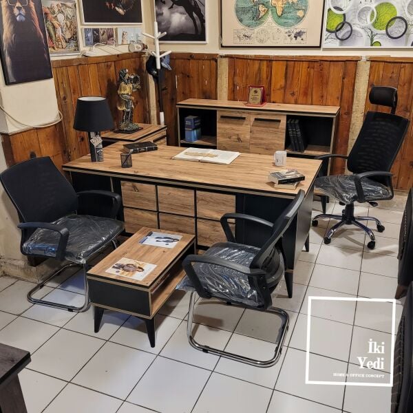 Tyra Yönetici Masası Takımı Ofis Mobilyası Büro Mobilyaları Çalışma Odası Makam Patron Müdür Seti