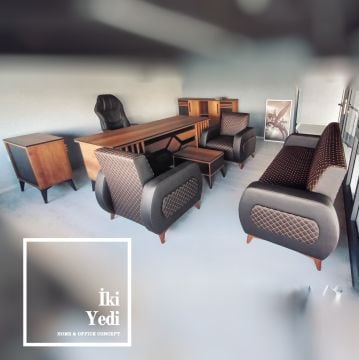 Brooklyn Lükens Ayaklı Şık Makam Oda Takımı Ofis Mobilyası Büro Mobilyaları Patron Masası Seti Yönetici Grubu