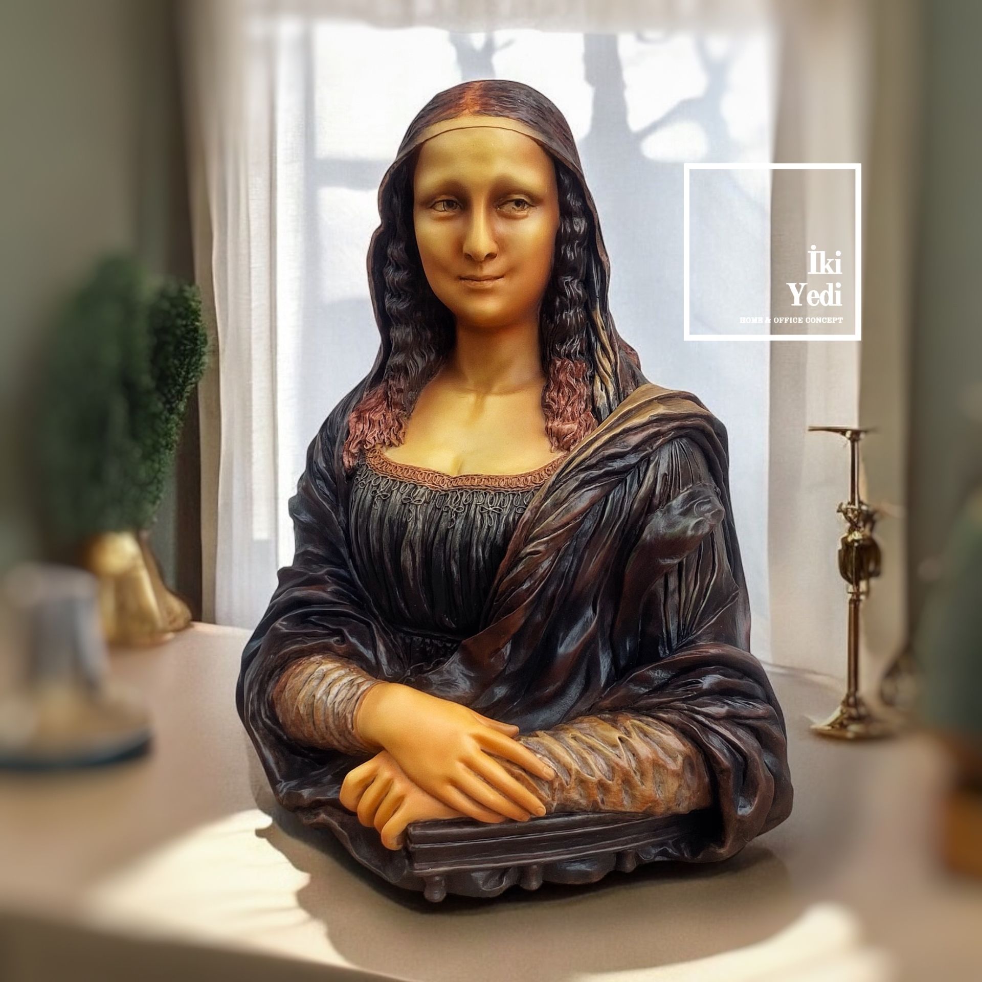 Veronese Wise Design Mona Lisa Özel Tasarım Dekoratif Büst Heykel Sanat Tutkunları için Prestijli Ev ve Ofis Hediyesi