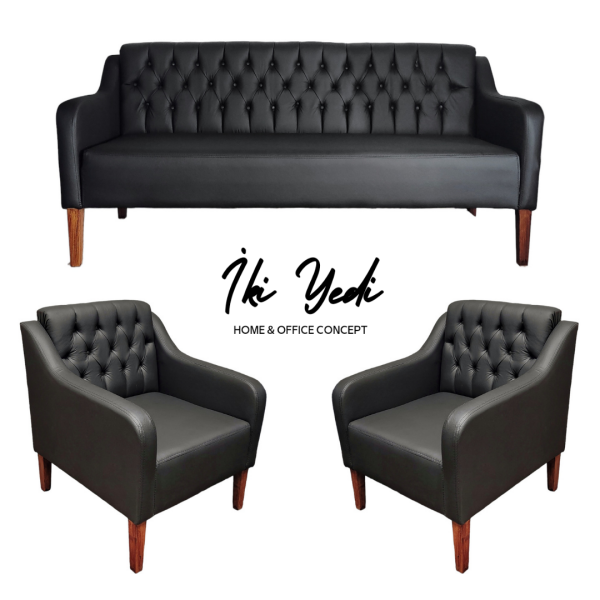 Surcroit Makam Oda Takımı Ofis Mobilyası Seti Büro Mobilyalar Yönetici Çalışma Masası Kapitoneli Koltuk Takımı Grubu