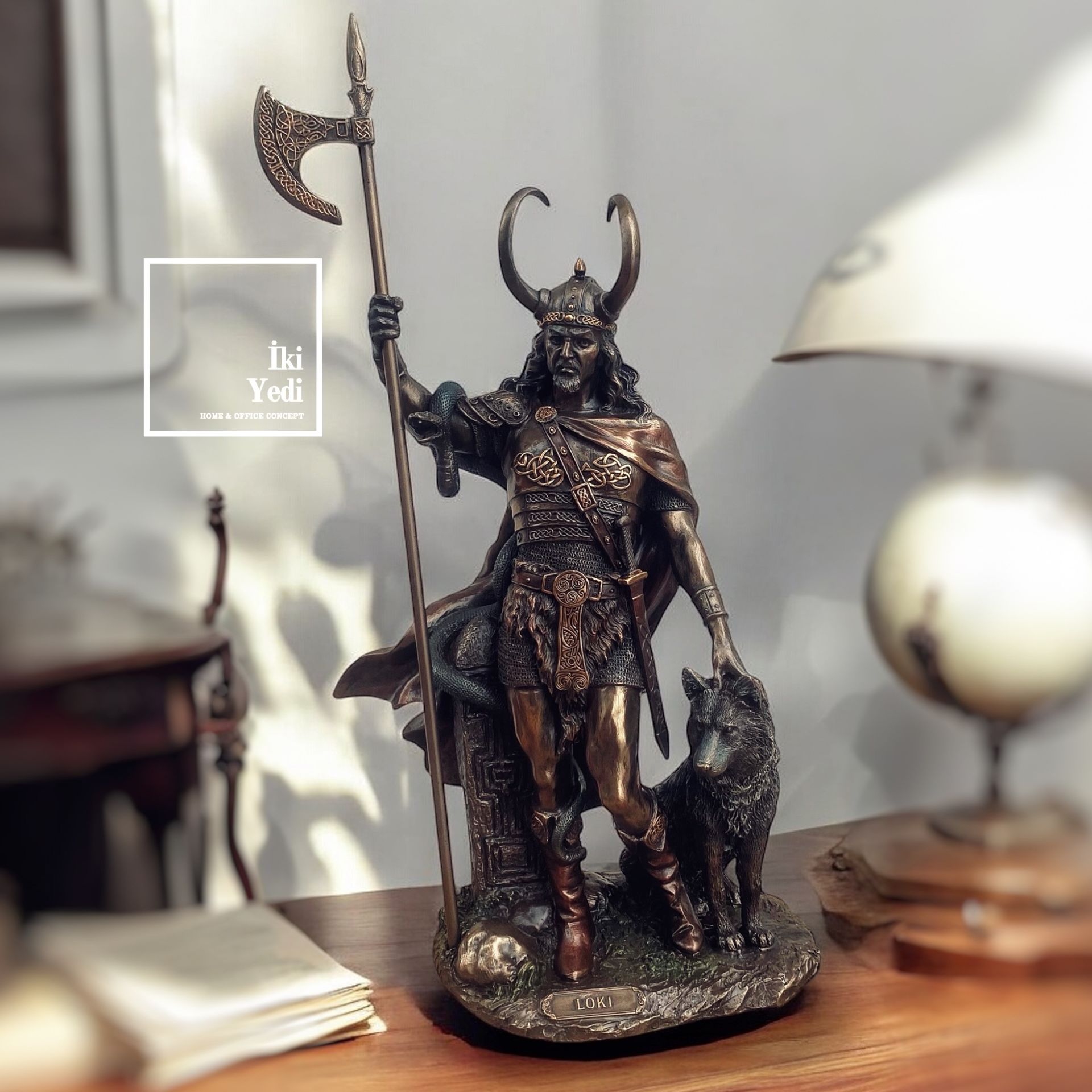 Veronese Wise Design İskandinav Mitolojisi Loki Özel Tasarım Dekoratif Heykel | Viking Tutkunlarına Prestijli Ev ve Ofis Hediyesi