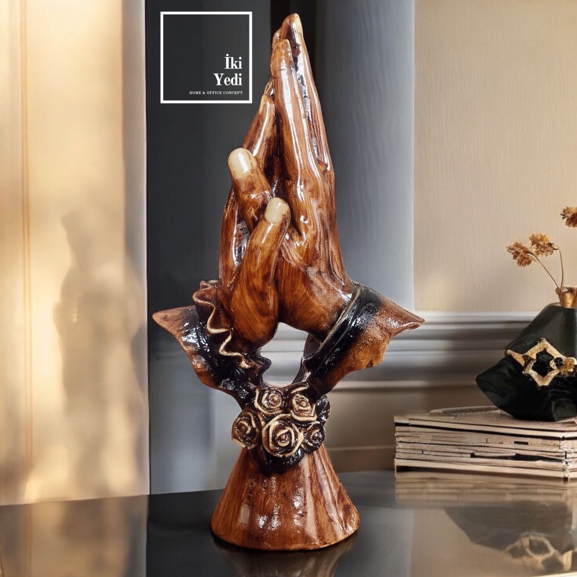 Lovers 77-5 Aşk Temalı El Figürü Biblo Romantik Eller Heykeli, Dekoratif Masaüstü Obje ve Hediyelik