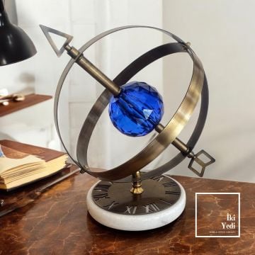 Sausalito Modern Dekoratif Mermerli Metal Küre Obje Şık Masaüstü Ev ve Ofis Aksesuarı Lüks ve Anlamlı Hediyelik Obje
