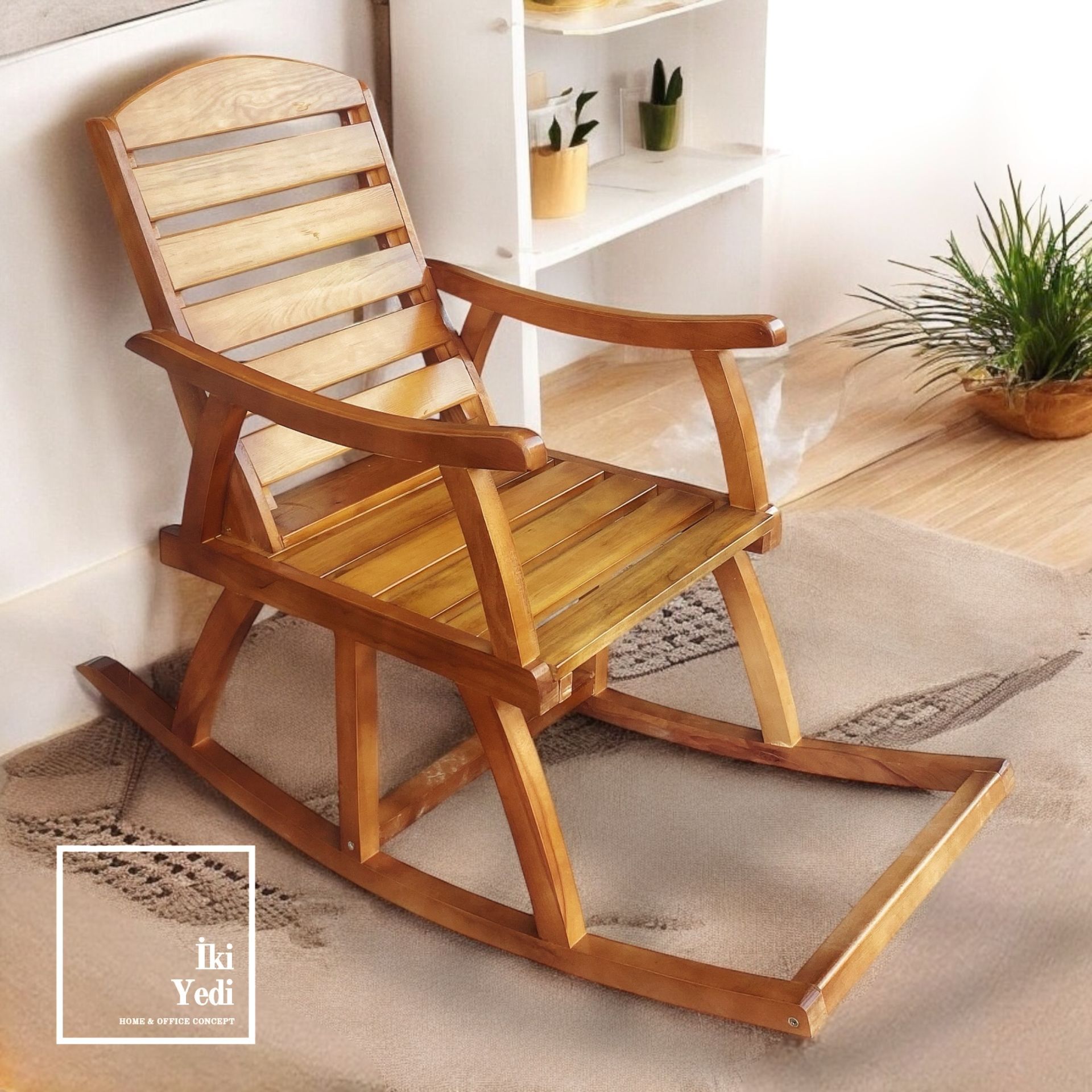 Belluci Doğal Ahşap Sallanan Sandalye Sallanır Koltuk Dinlenme Baba Koltuğu Ev Ofis Büro Wood Furniture