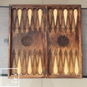 Lauren Oymalı Masif Ağaç Tavla Takımı Ahşap Satranç ve Dama Çift Taraflı Antik Lüks Koleksiyon Ürünü Backgammon Motifli Unutulmaz Hediye