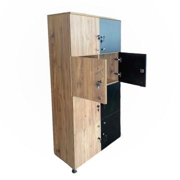 Nexagon-8 Kilitli Kapaklı Dolap Sekiz Gözlü Emanet Dolabı Kilitli Öğretmen Okul Dolabı Okul Mobilyaları