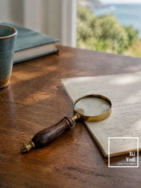 Habsburg Gül Ağacı & Pirinç Büyüteç Mini Model Retro Masa Üstü Aksesuar Ofis Hediyesi Hediyelikleri