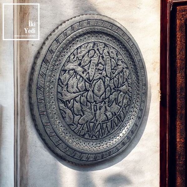 İran El İşçiliği Bakır Dövme Duvar Süsü – Kuş Motifli Antika Ev Ofis Dekoru Lüks Hediyelik