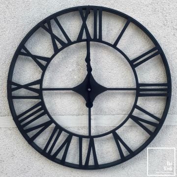 Moine 70 cm Siyah Metal Duvar Saati – Romen Rakamlı Büyük Saat Ev Ofis Hediyesi Dekoratif Obje