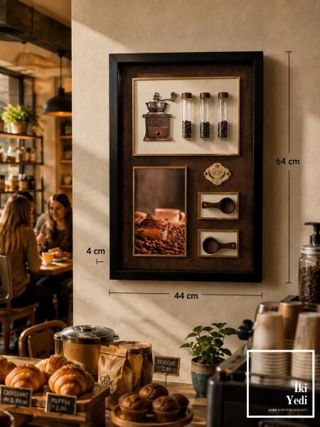 3D Rölyef Kahve Pano 44x64 cm Yeni Nesil Kahveci Kafe Mutfak Ve Coffee Shop Duvar Dekoru Lüks Stil