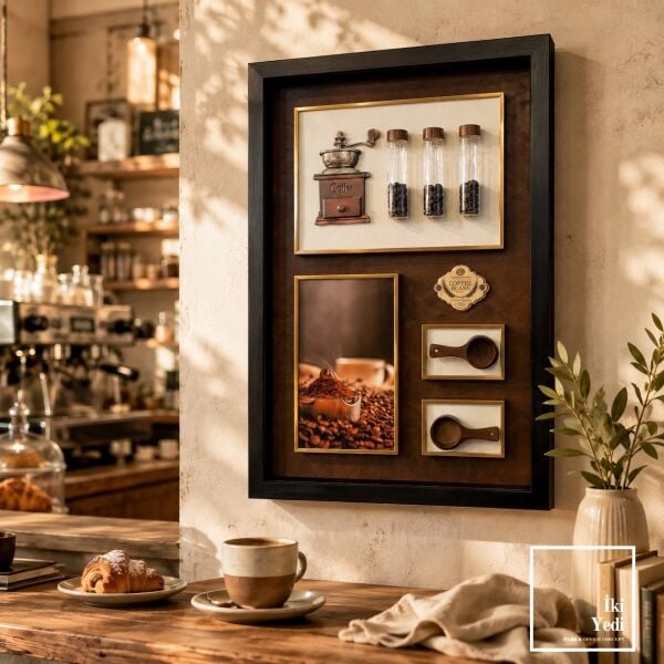 3D Rölyef Kahve Pano 44x64 cm Yeni Nesil Kahveci Kafe Mutfak Ve Coffee Shop Duvar Dekoru Lüks Stil