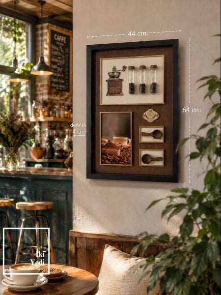 3D Rölyef Kahve Pano 44x64 cm Yeni Nesil Kahveci Kafe Mutfak Ve Coffee Shop Duvar Dekoru Lüks Stil