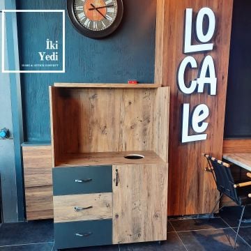 Compact Servant Dolap Garson Dolabı Kasa Bankosu Cafe Restoran Mobilyaları Çekmeceli Frenli Tekerlekli Seyyar