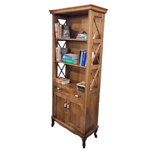 Faux Ceviz Ahşap Kitaplık Kütüphane Ev Salon Oturma Odası Ofis Büro Dekorasyonu Mobilyalar