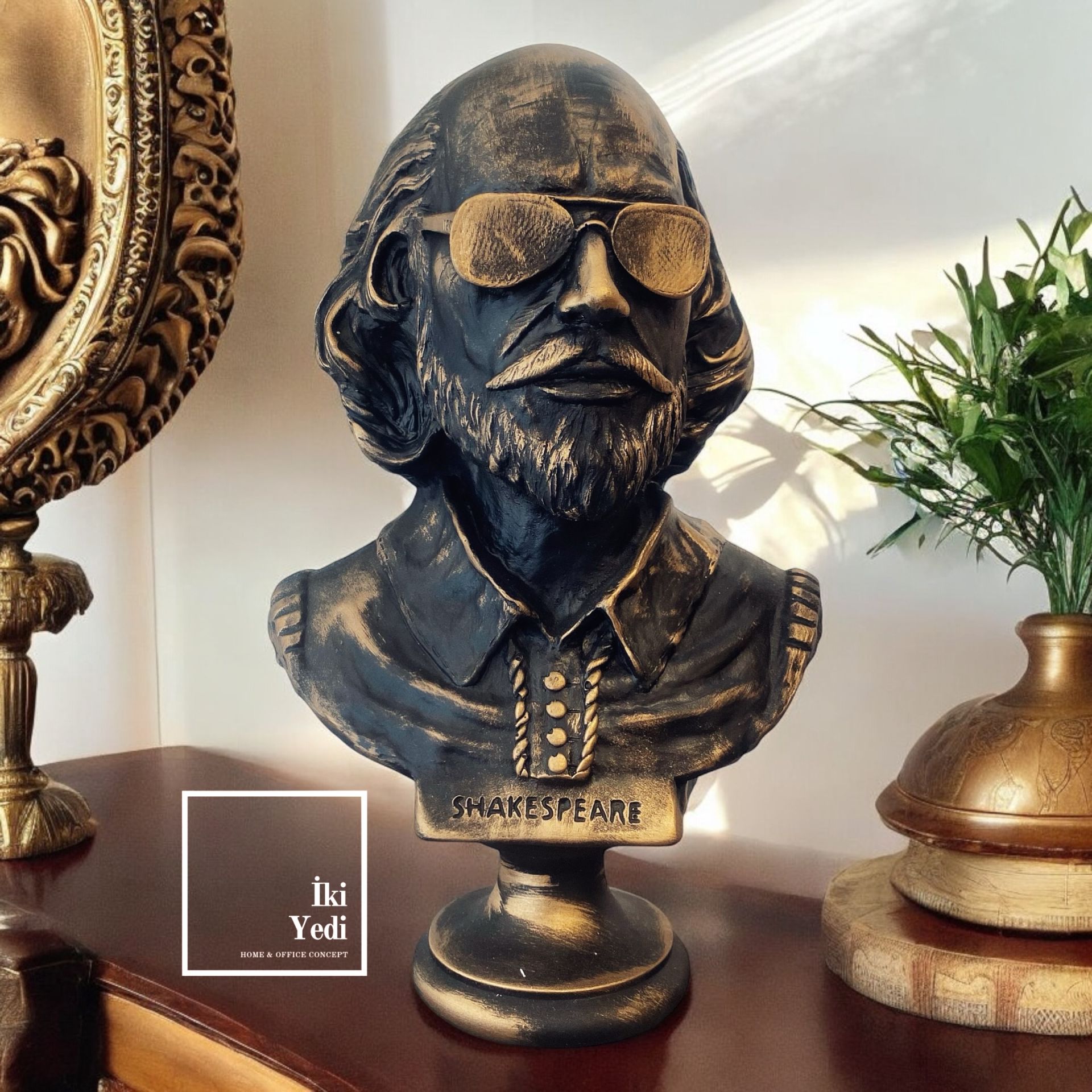 William Shakespeare Büst Heykeli Ünlü Şair Yazar 40 Cm Sanat Dekor Kültürel Hediyelik Objeler Ev Ofis Büro Dekorasyonu