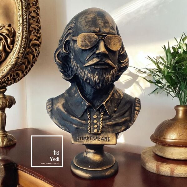 William Shakespeare Büst Heykeli Ünlü Şair Yazar 40 Cm Sanat Dekor Kültürel Hediyelik Obje Biblo