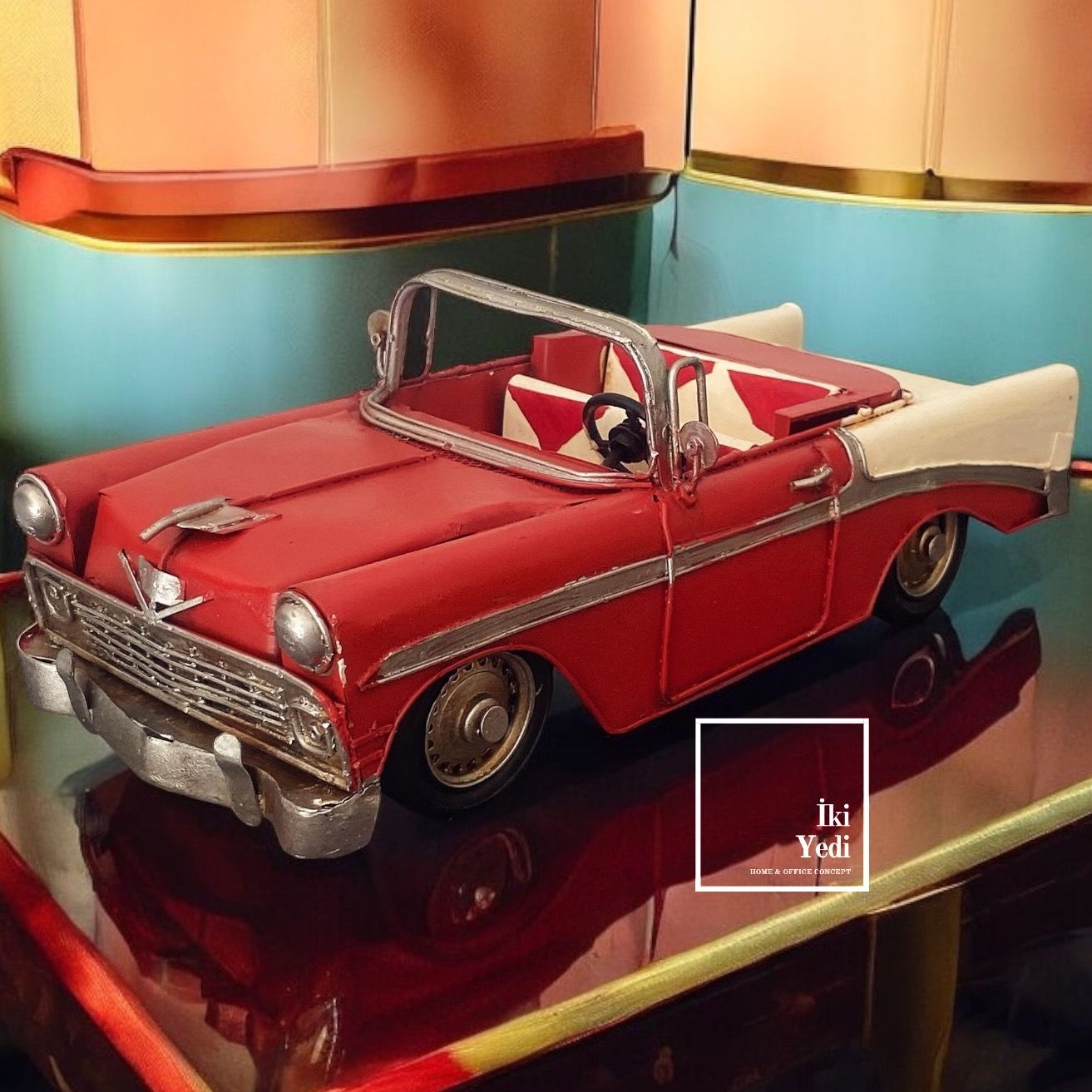 Chevy Classic 33 cm Chevrolet Metal Araba Maketi – Retro Vintage Dekoratif Obje, Ev Ofis Hediyesi