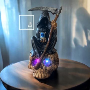 Nazgul LED Işıklı Ölüm Meleği Figürü Fantastik Dekorasyon Kuru Kafa Biblo Koleksiyonluk Heykel