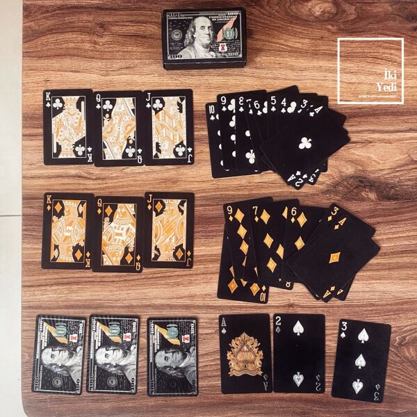 Gümüş Dolar Temalı Su Geçirmez Özel Tasarım İskambil Kartları Lüks ve Dayanıklı Oyun Kartı Destesi