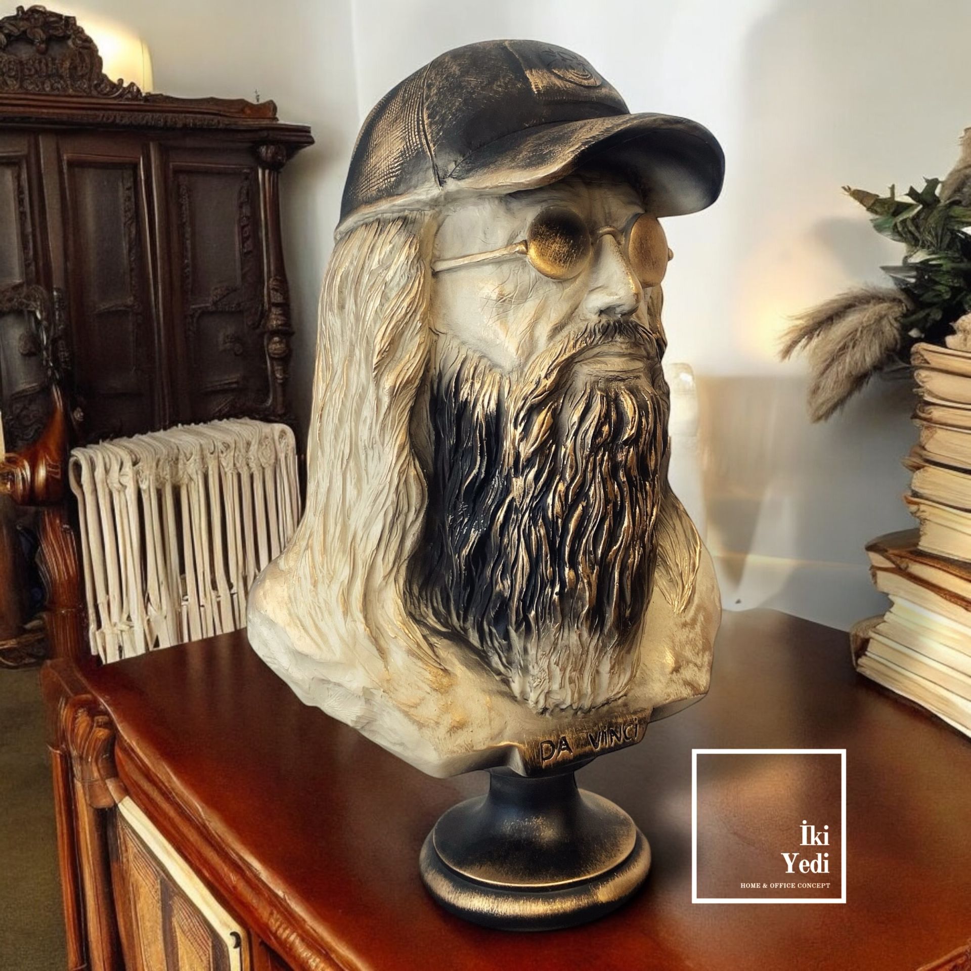 Leonardo Da Vinci Büst Heykeli 40 Cm Bilim Sanat Dekor Kültürel Hediyelik Objeler Ev Ofis Büro Obje