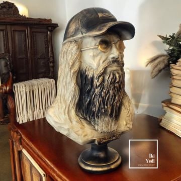 Leonardo Da Vinci Büst Heykeli 40 Cm Bilim Sanat Dekor Kültürel Hediyelik Objeler Ev Ofis Büro Obje