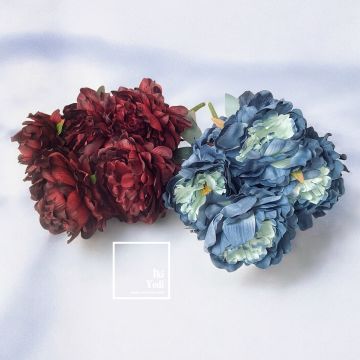 55 cm Yapay Şakayık Buketi, Kırmızı & Mavi Renk Dekoratif Çiçek, Ev Ofis Masaüstü Süsleme