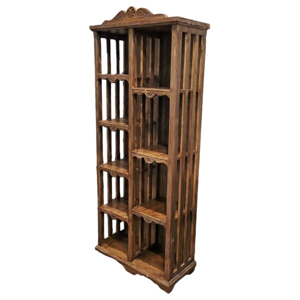 Jasmine Masif Ağaç Kitaplık Ahşap Kütüphane El Oyması Oymalı Raflı Dolap Wood Furniture Ev Ofis Büro Mobilyaları