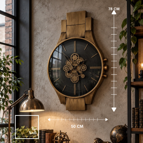 The Wristless Dial Dev Boy Kol Saati Formunda Tasarım Duvar Saati Metal Çarklı Saat Döner Mekanizma