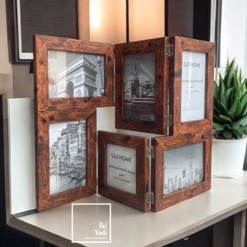 GLX77-3 Çoklu Fotoğraf Çerçevesi 6’lı Kolaj Çerçeve Duvar ve Masa Dekoru Modern Ofis Hediyesi