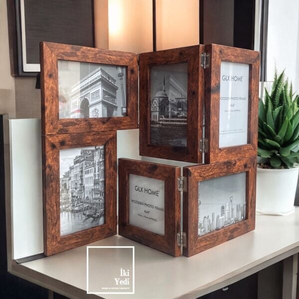 GLX77-3 6’lı Kolaj Fotoğraf Çerçevesi, Duvar ve Masa Dekoru, Modern Ofis Hediyesi Obje