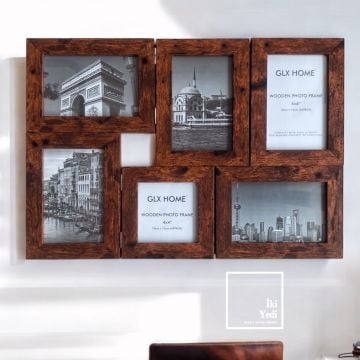 GLX77-3 Çoklu Fotoğraf Çerçevesi 6’lı Kolaj Çerçeve Duvar ve Masa Dekoru Modern Ofis Hediyesi