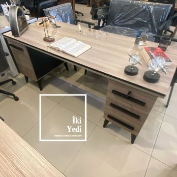 Nebraska 180 cm Ofis Mobilya Takımı Makam Odası Büro Mobilyaları Yönetici Çalışma Masası Seti Lükens Ayaklı