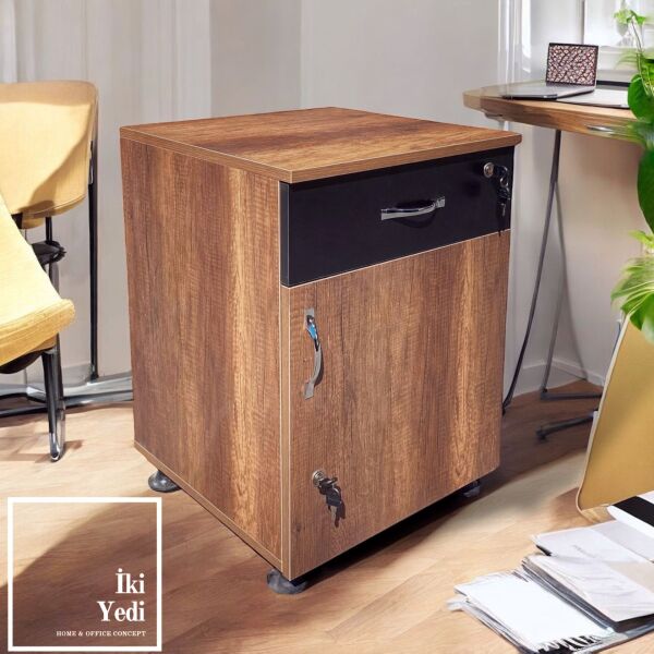 Miguel Keson Dolabı Kilitli Kapaklı Çekmeceli Çok Amaçlı Dolap Ev Ofis Büro Mobilyaları