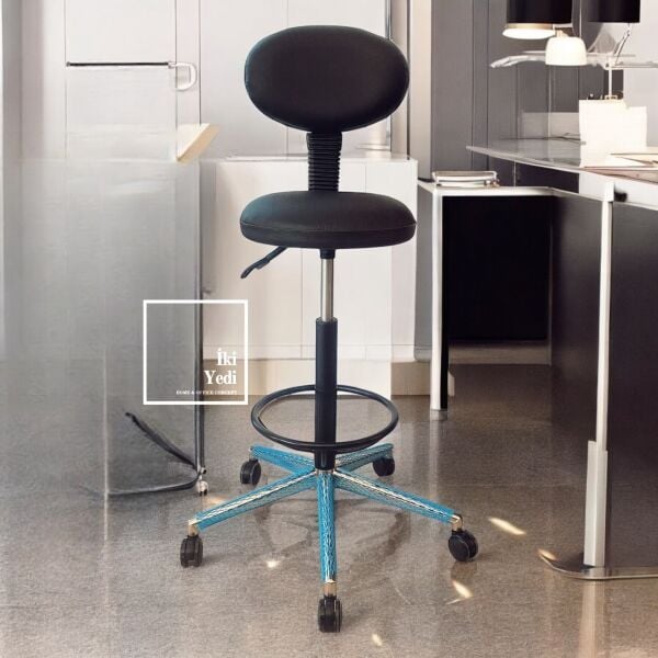 Marsilya Kalın Süngerli Hareketli Bar Taburesi Döner Bar Sandalyesi Kolsuz Bistro Kasa Tipi