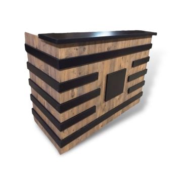 Elinor Karşılama Bankosu Para Kasası Atlantik Çam & Siyah Renk Resepsiyon Danışma Masası Ofis Büro Mobilyaları