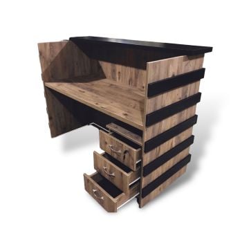 Elinor Karşılama Bankosu Para Kasası Atlantik Çam & Siyah Renk Resepsiyon Danışma Masası Ofis Büro Mobilyaları