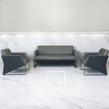 Patrice Metal Demir Ayak Kalın Deri Ofis Koltuk Takımı Büro Oturma Grubu Makam Odası Misafir Dinlenme Salonu Mobilya Önü