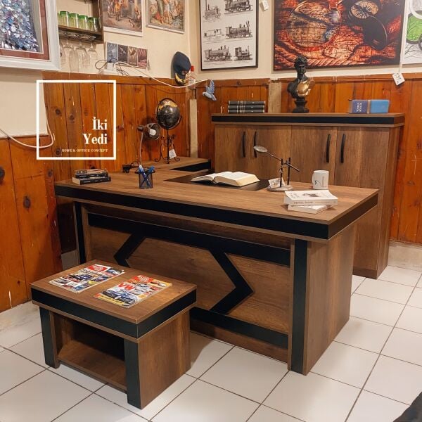 Sasseo Üstü Açılır Makam Masası Takımı Patron Odası Ofis Mobilyası Büro Mobilyaları Yönetici Seti