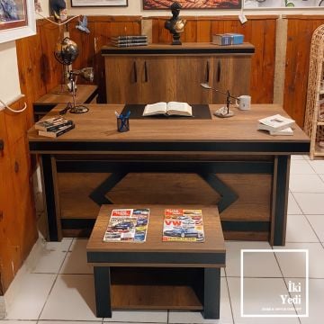 Sasseo Büro Mobilyası Ofis Mobilyaları Makam Odası Takımı Yönetici Çalışma Masası Seti Patron Grubu