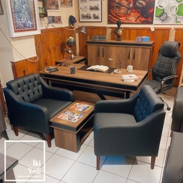 Sasseo Büro Mobilyası Ofis Mobilyaları Makam Odası Takımı Yönetici Çalışma Masası Seti Patron Grubu