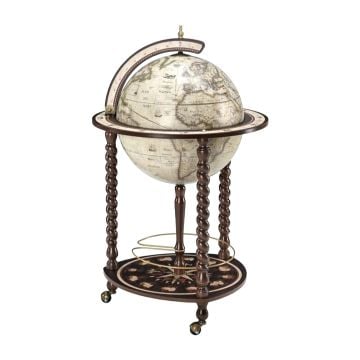 Da Vinci Beyaz Dünya Bar Küre Şaraplık İçki Servis Arabası Sunum World Globe Antika Tasarım Luxury